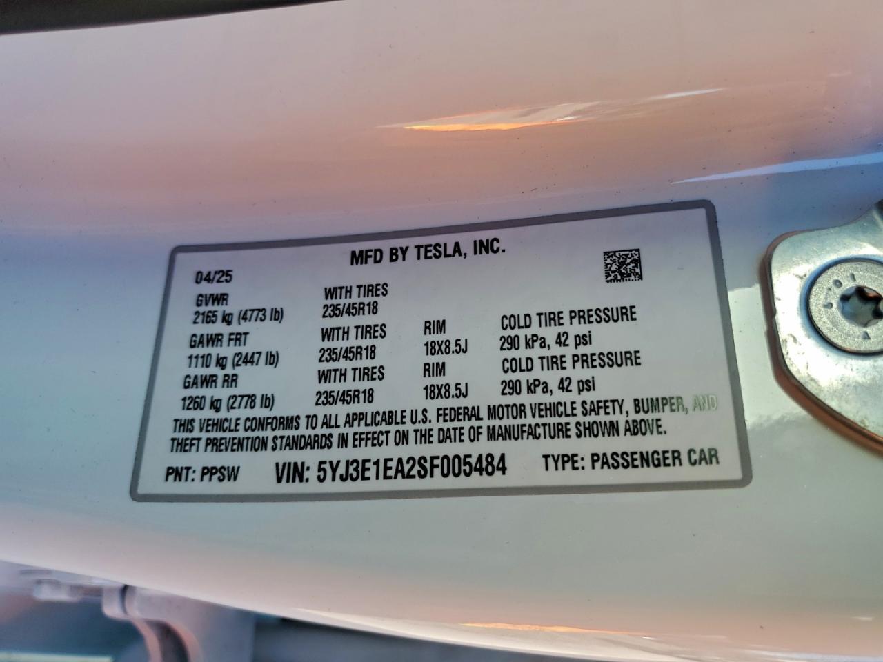 2025 TESLA MODEL 3
