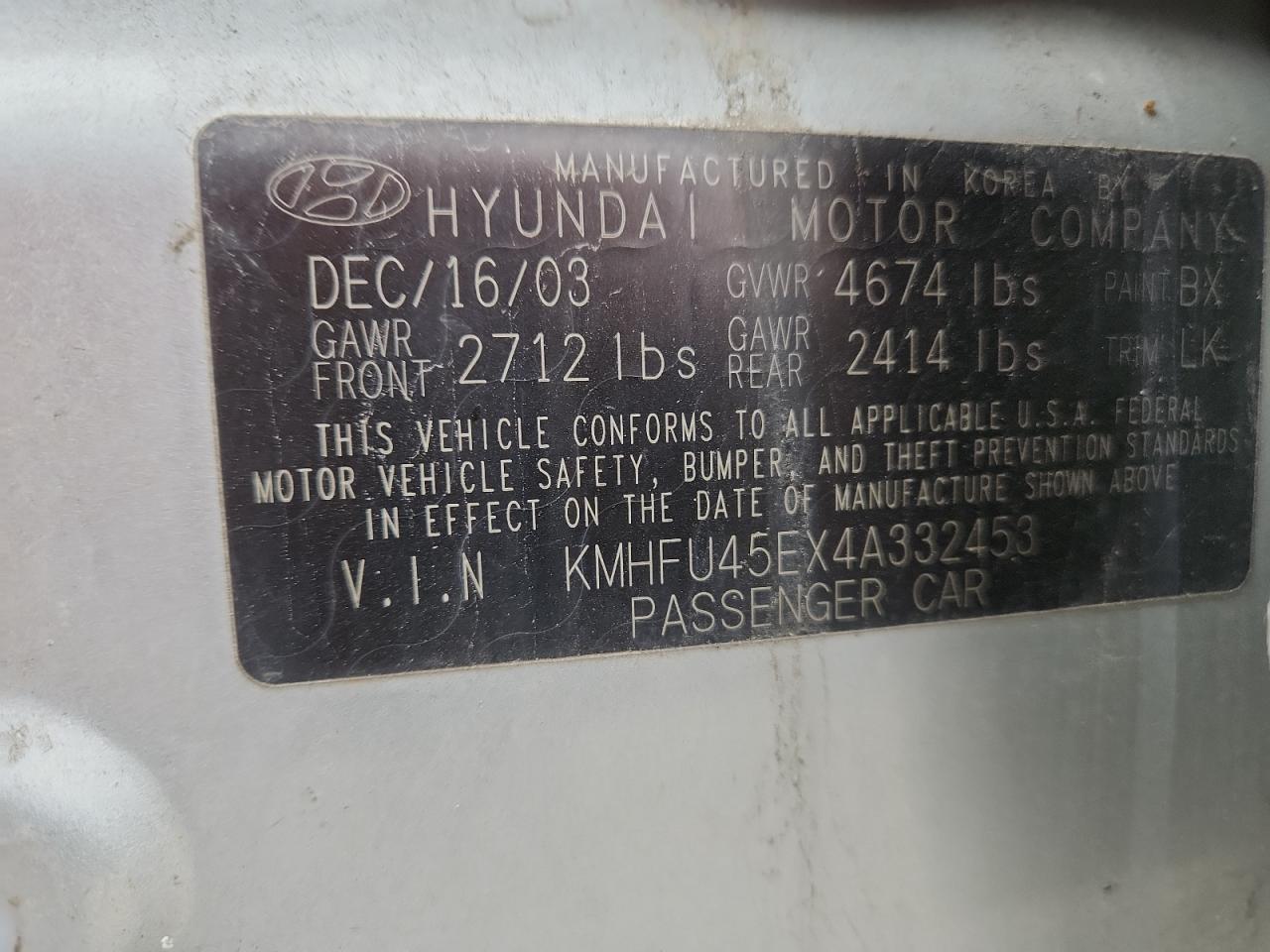 2004 HYUNDAI Xg