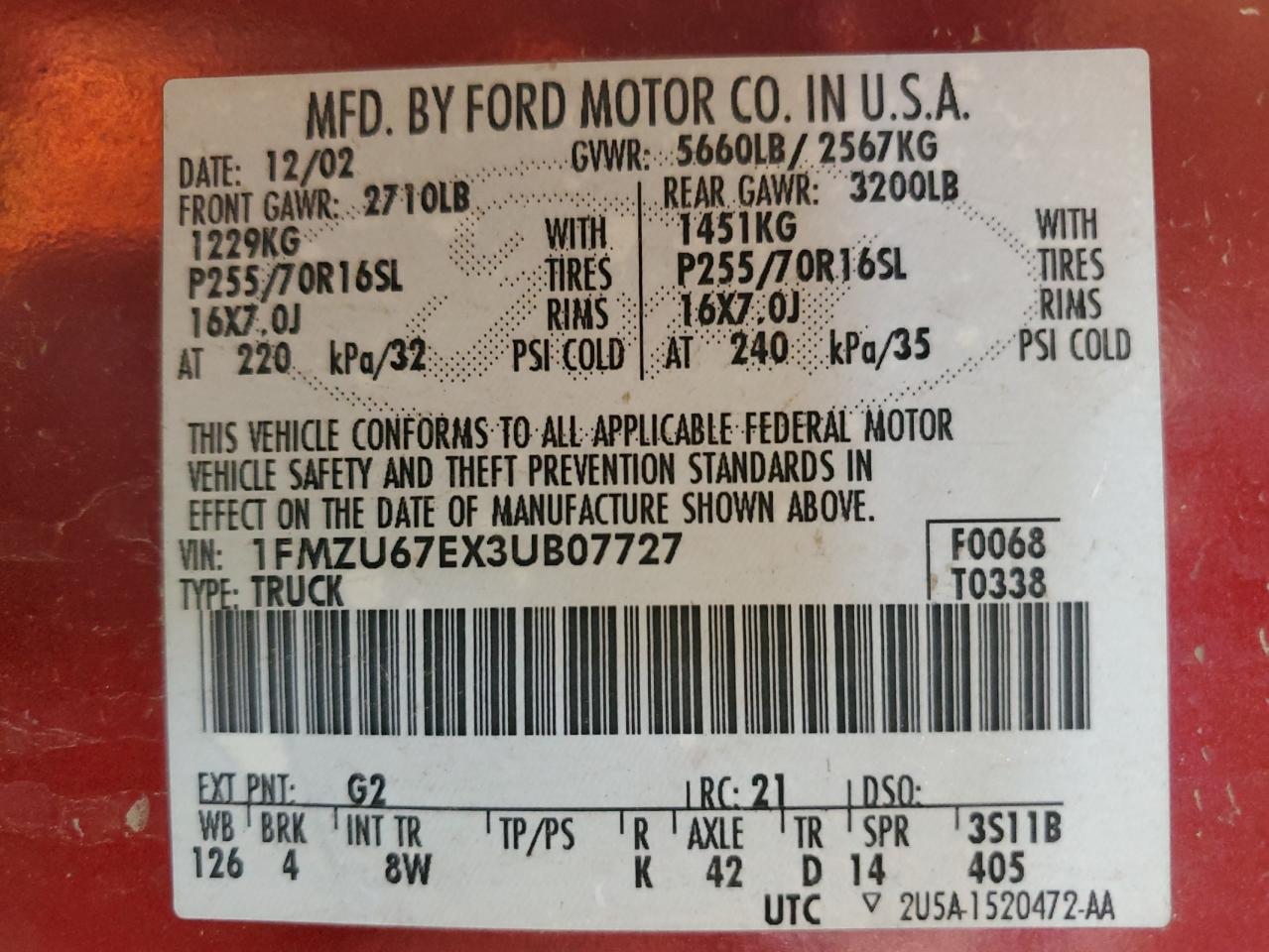 2003 FORD Explorer Sport Trac