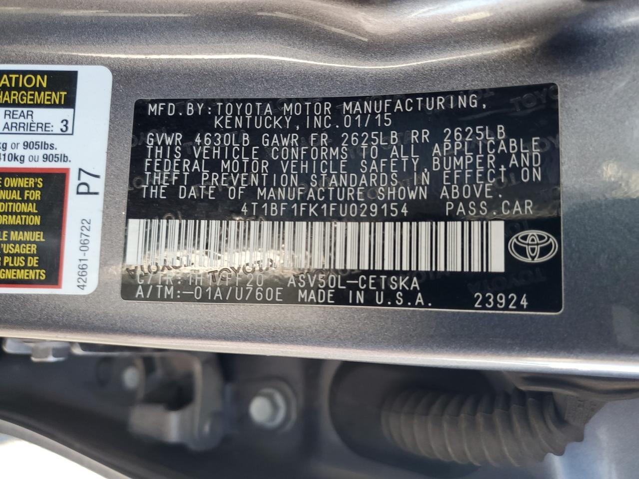 2015 TOYOTA CAMRY