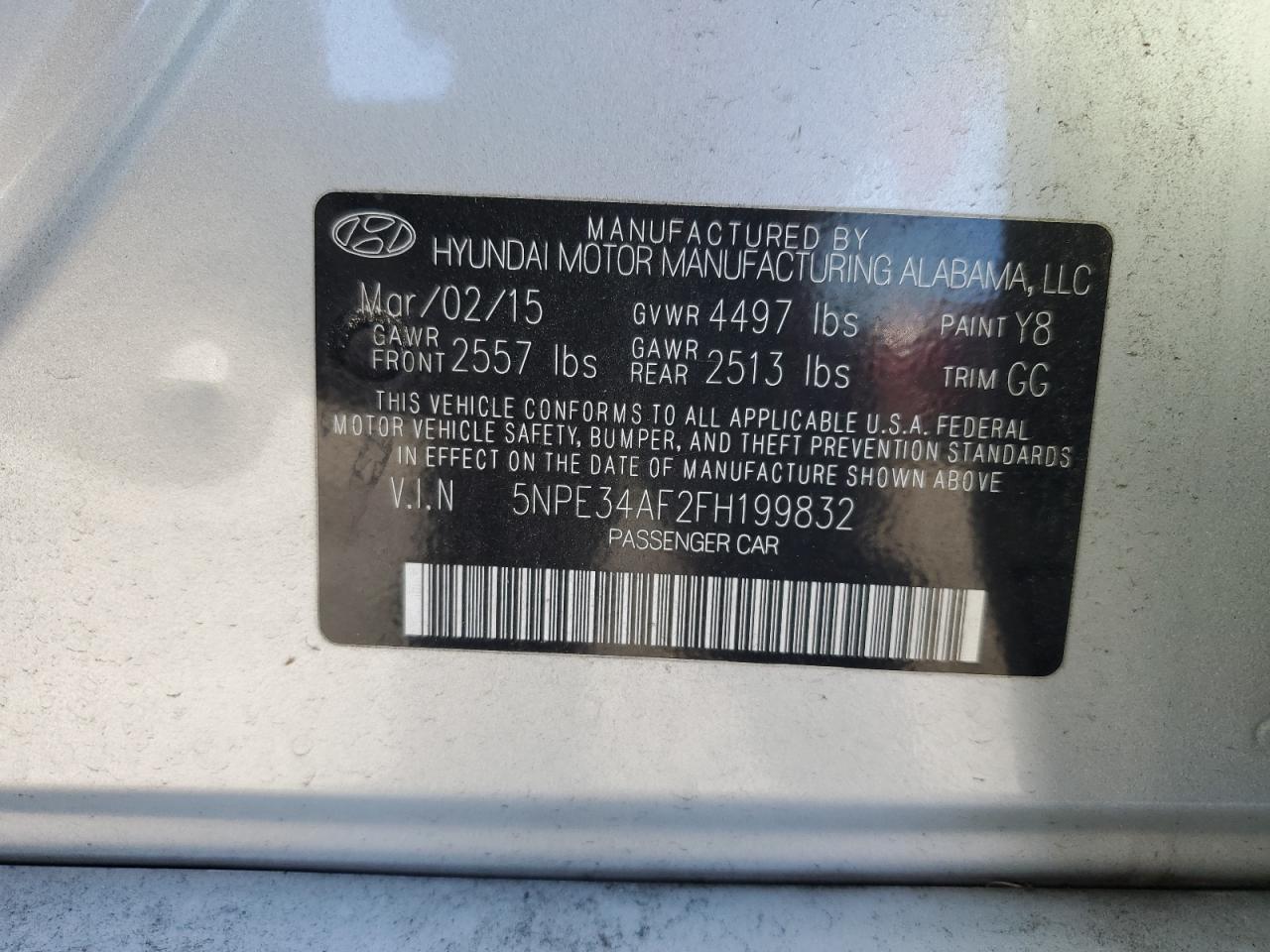 2015 HYUNDAI SONATA