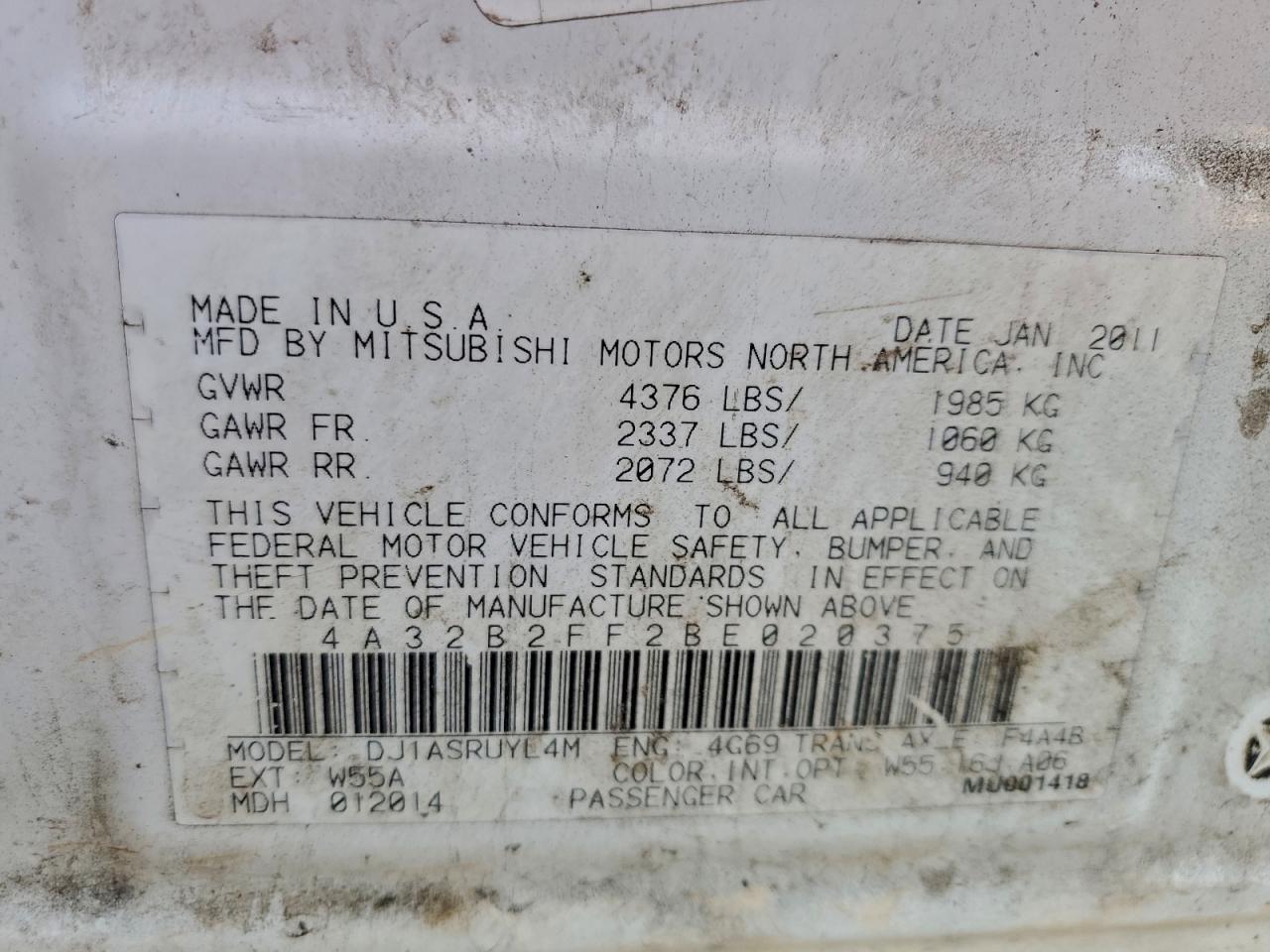 2011 MITSUBISHI Galant