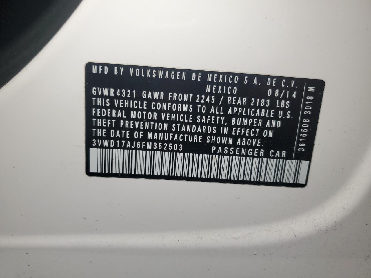2015 VOLKSWAGEN JETTA