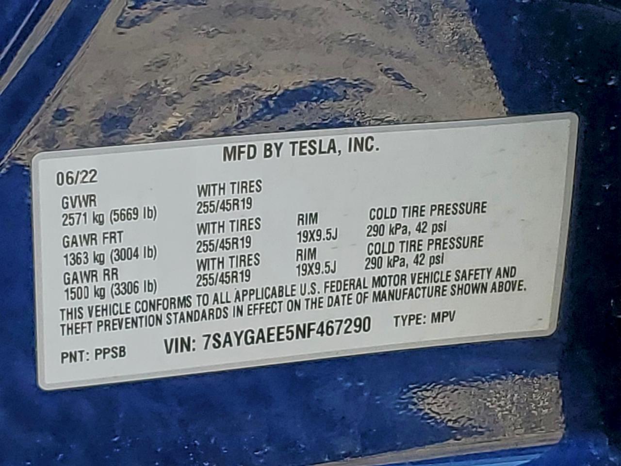 2022 TESLA MODEL Y