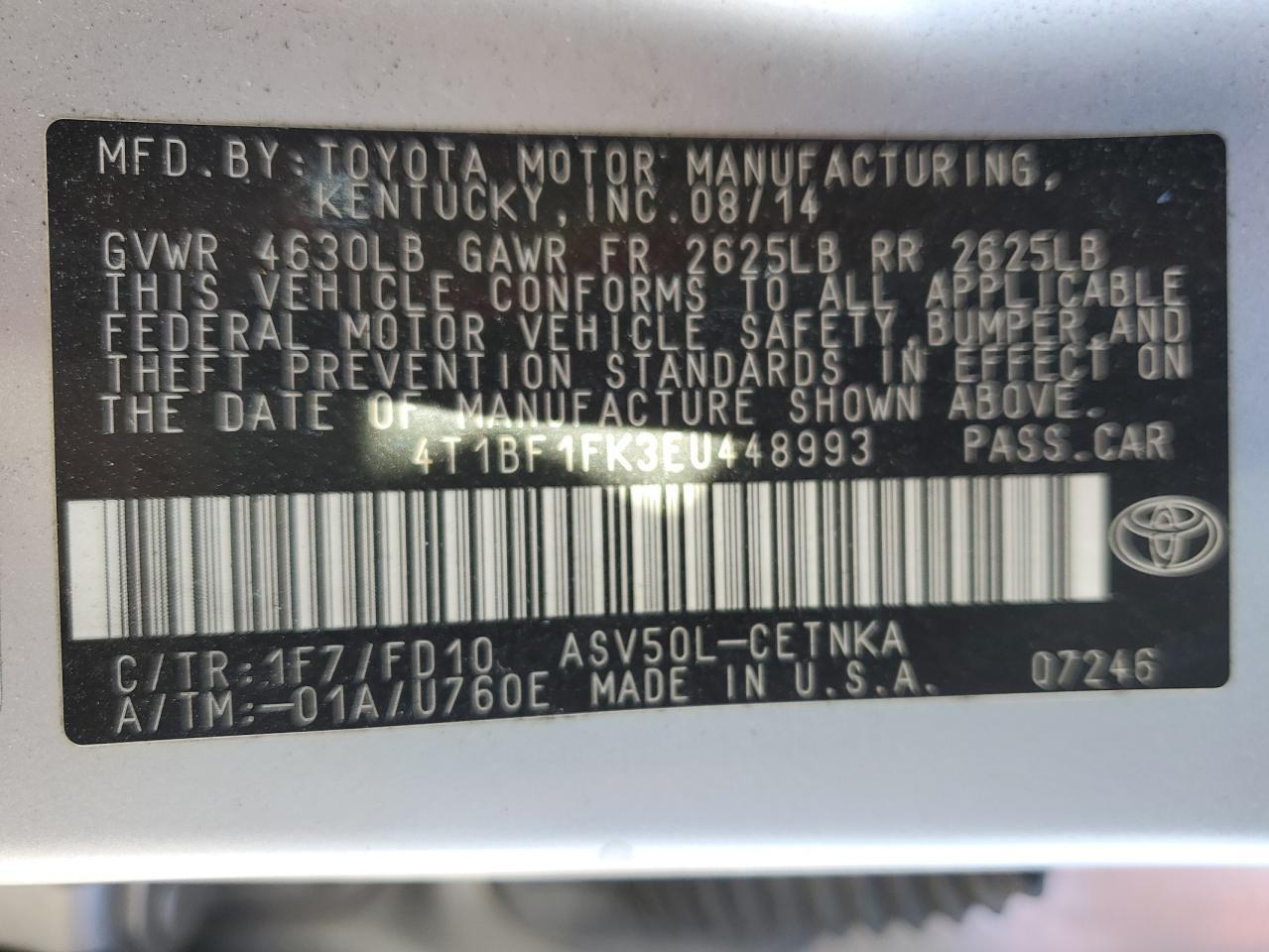 2014 TOYOTA CAMRY