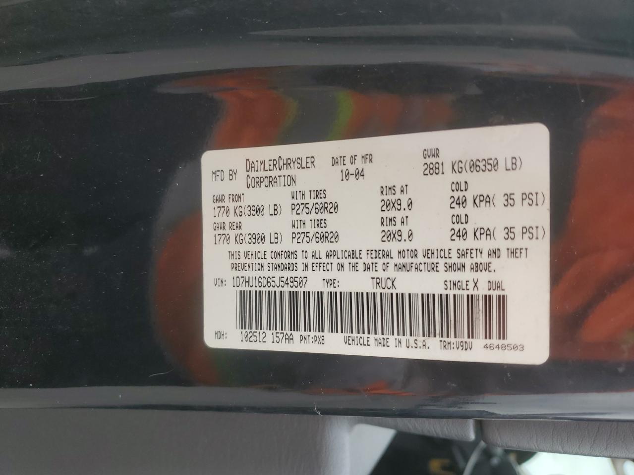 2005 DODGE RAM 1500