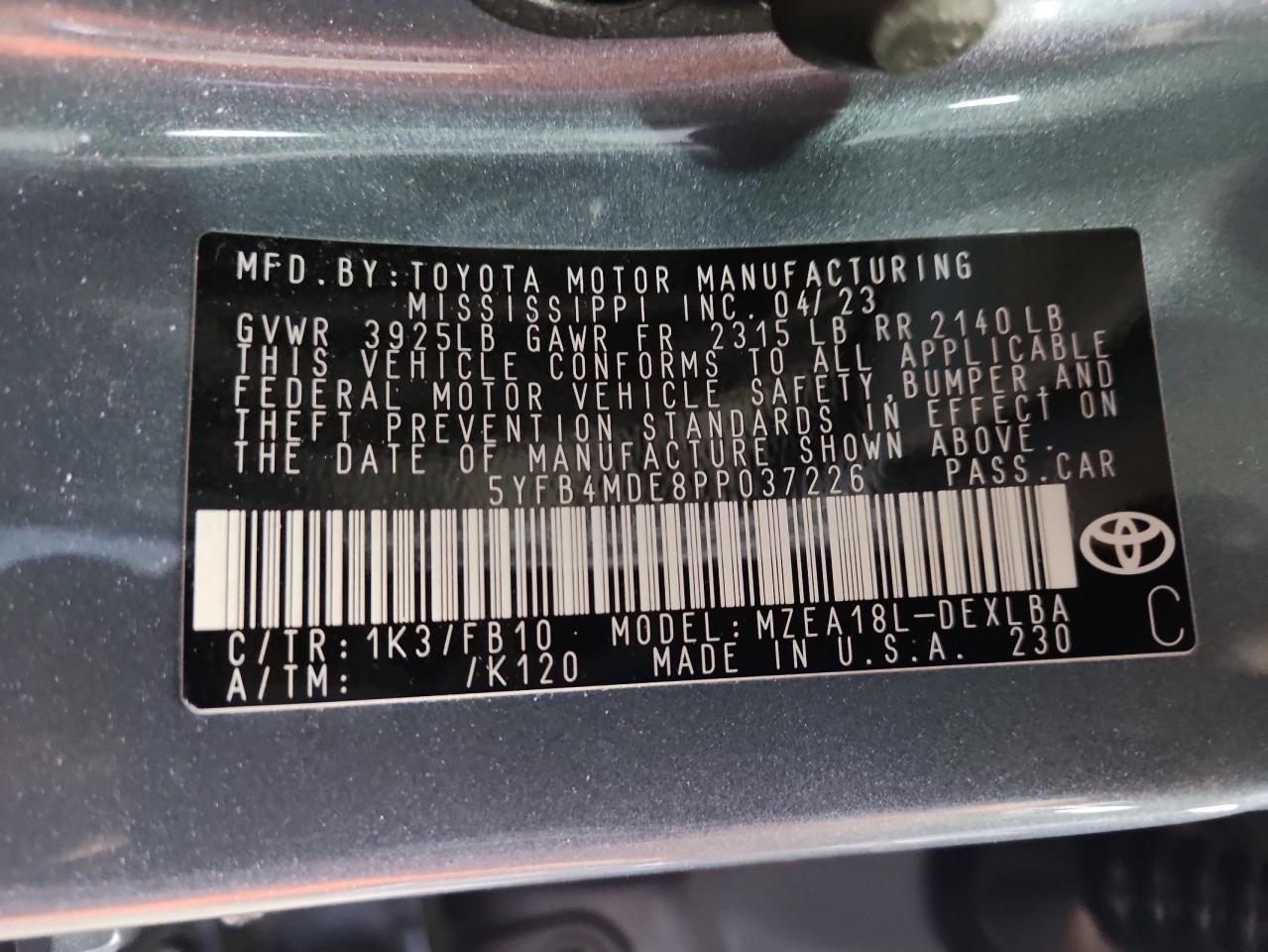 2023 TOYOTA COROLLA