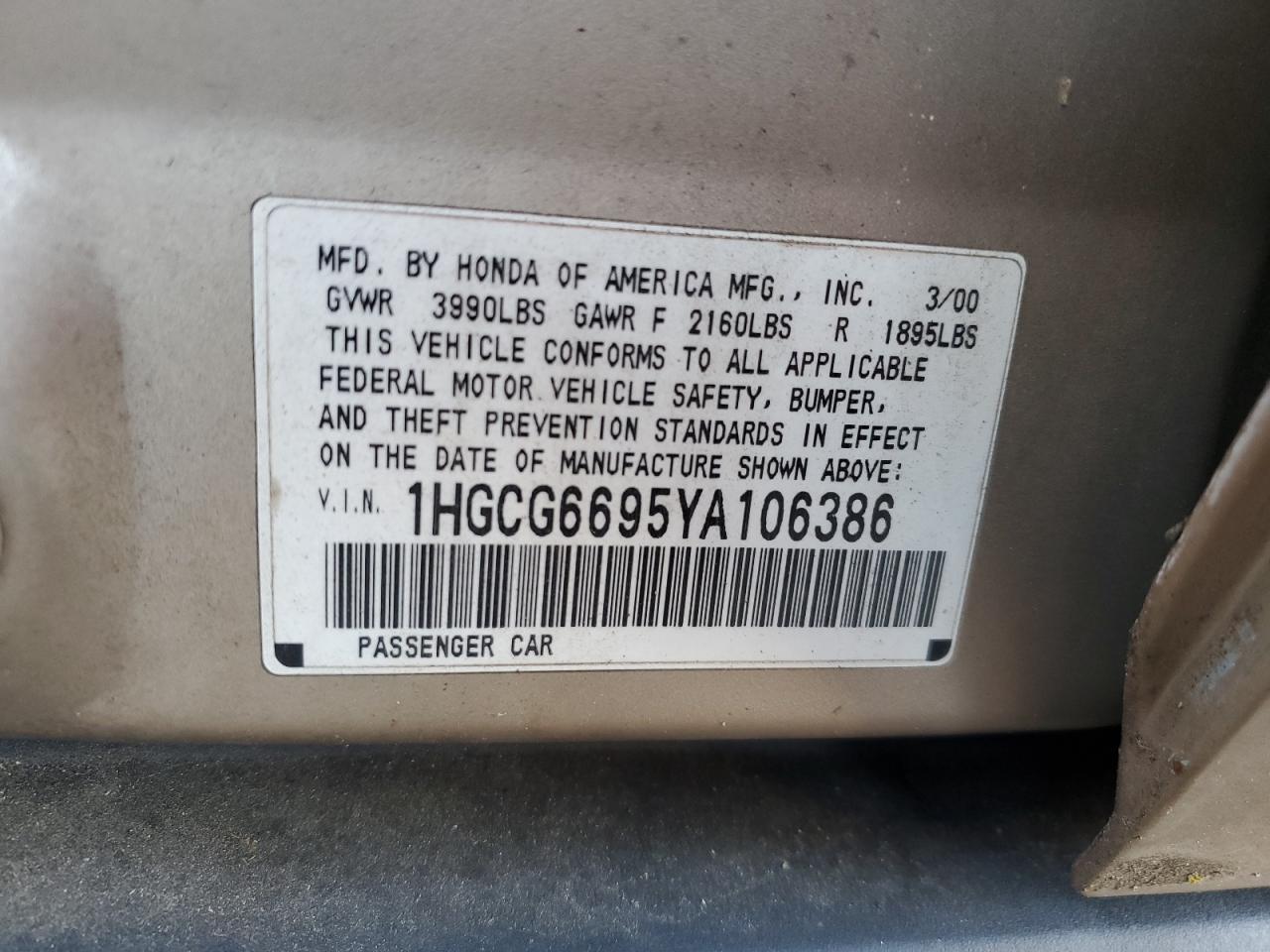 2000 HONDA ACCORD