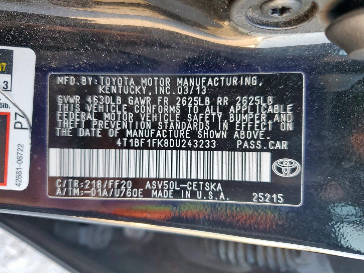 2013 TOYOTA CAMRY