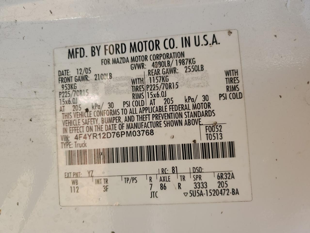 2006 MAZDA B2300