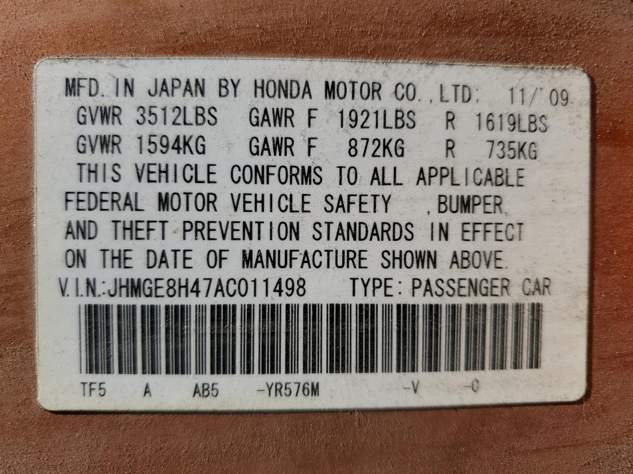 2010 HONDA FIT