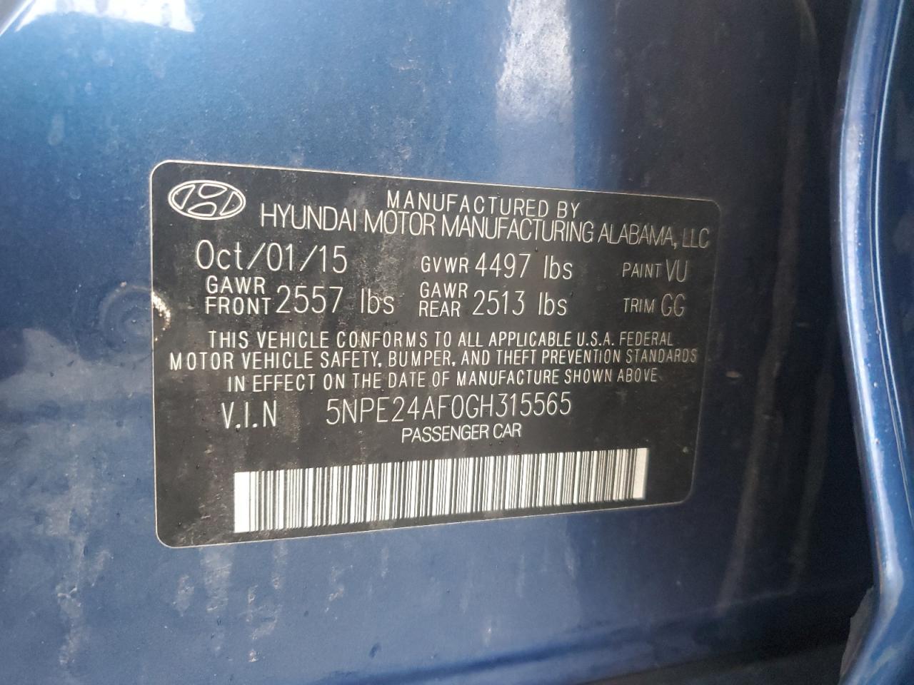 2016 HYUNDAI SONATA