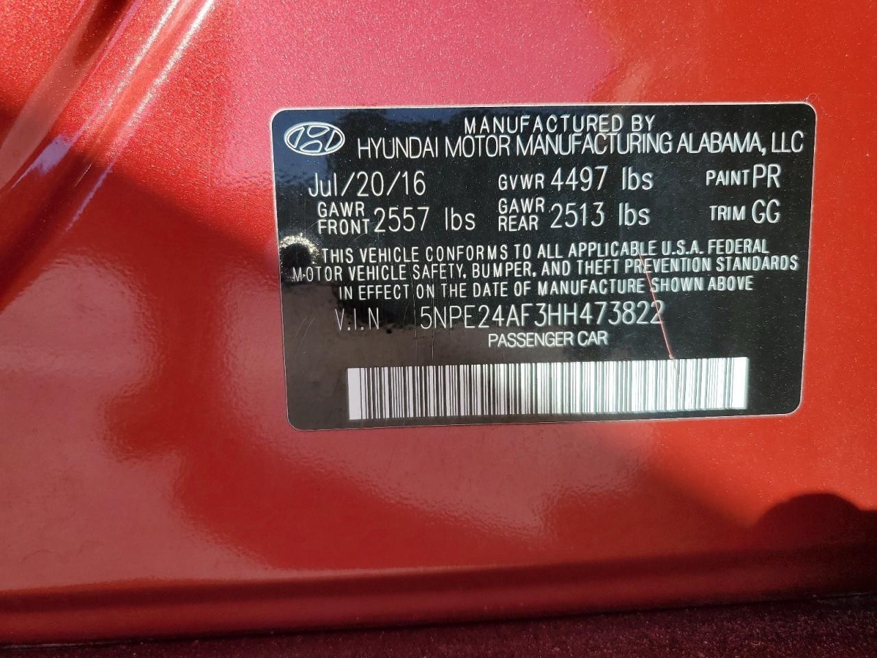 2017 HYUNDAI SONATA