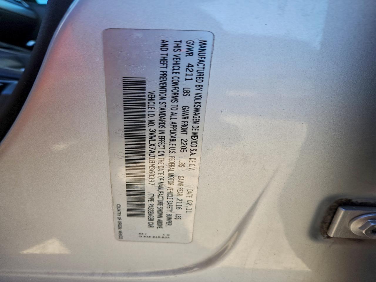 2011 VOLKSWAGEN JETTA