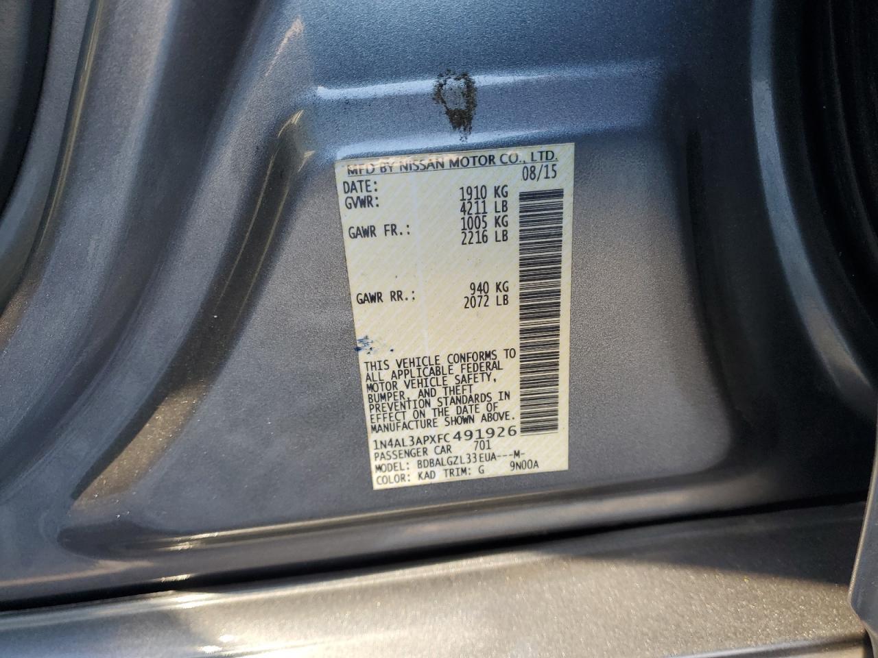 2015 NISSAN ALTIMA