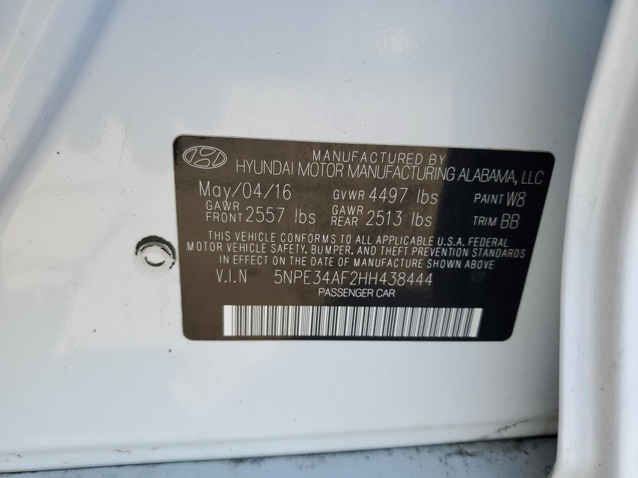 2017 HYUNDAI SONATA