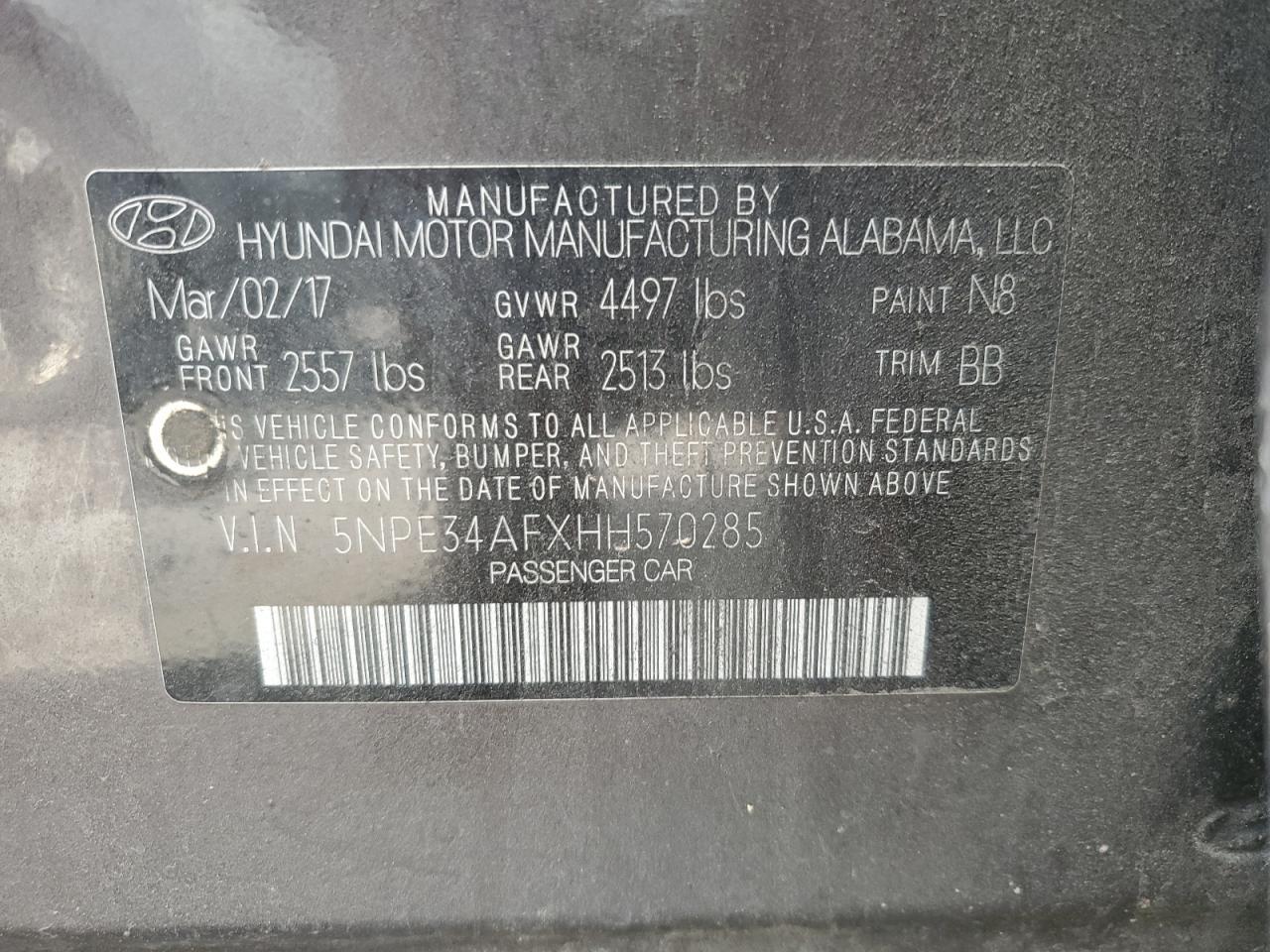 2017 HYUNDAI SONATA