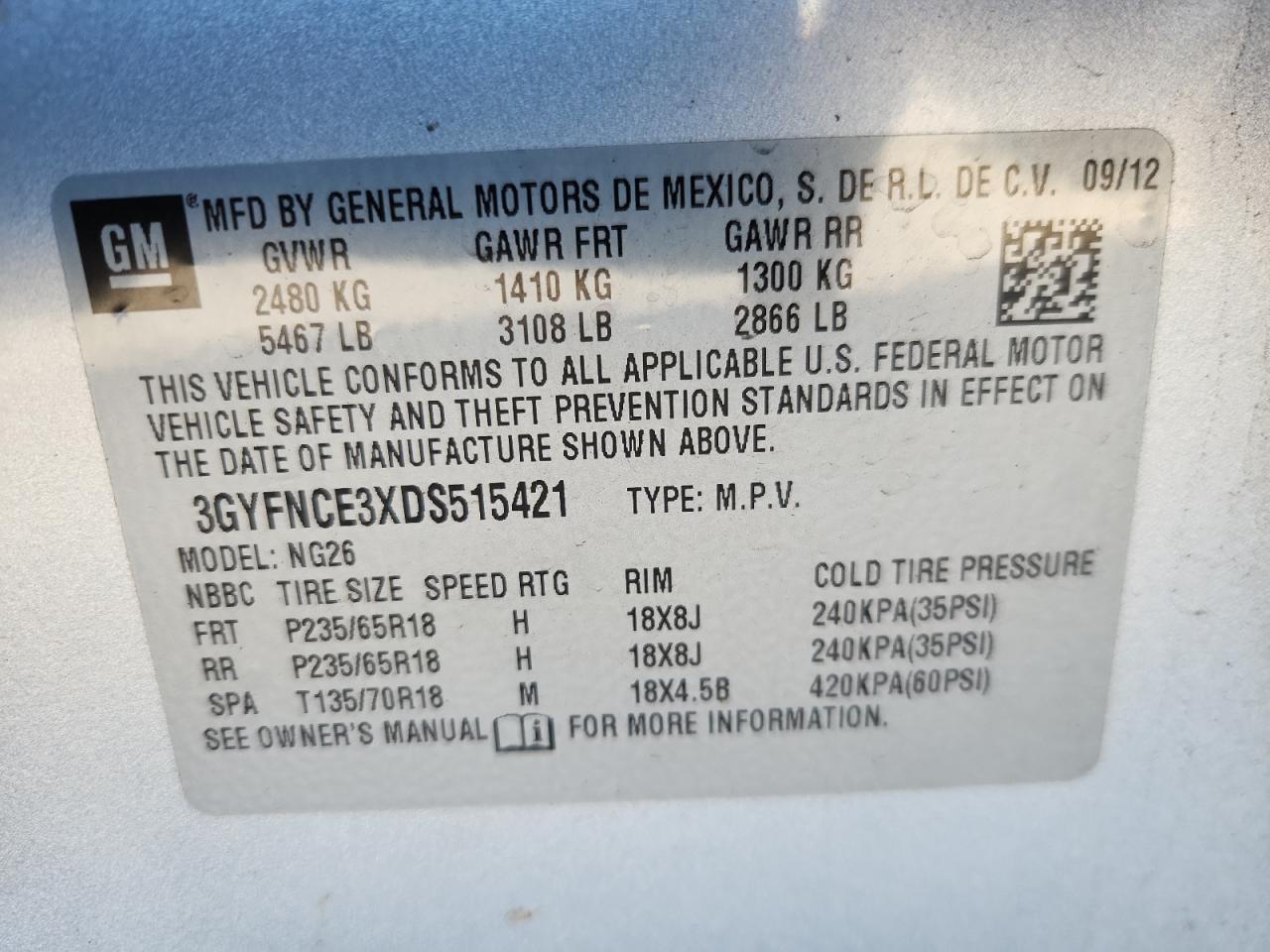 2013 CADILLAC SRX