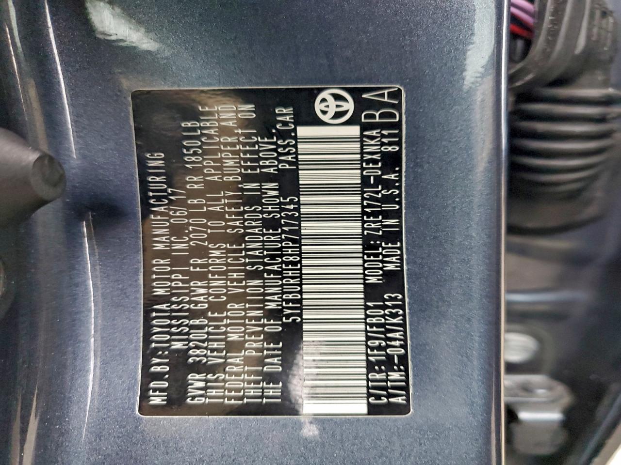 2017 TOYOTA COROLLA