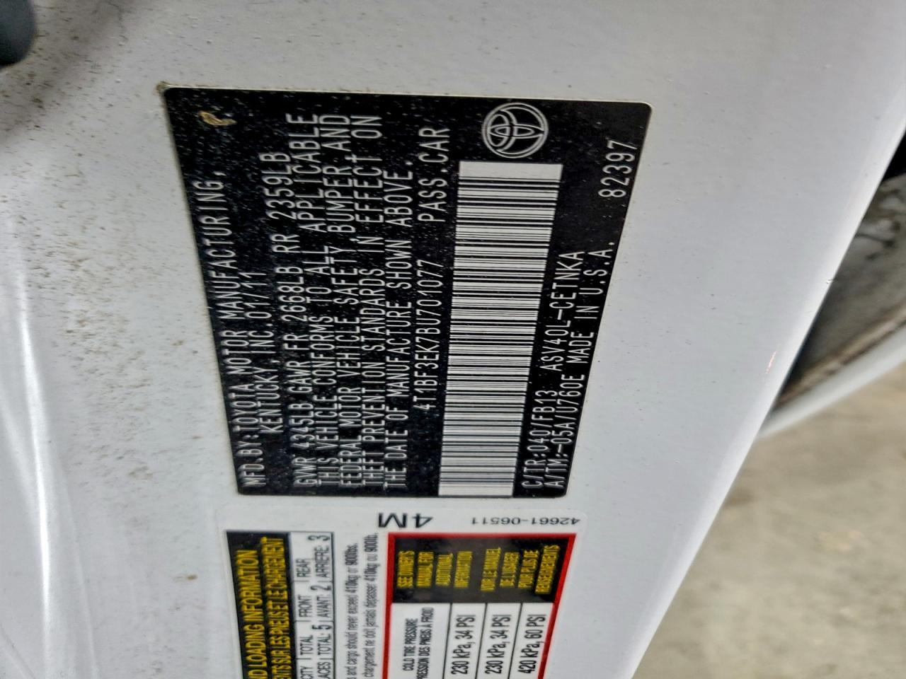 2011 TOYOTA CAMRY