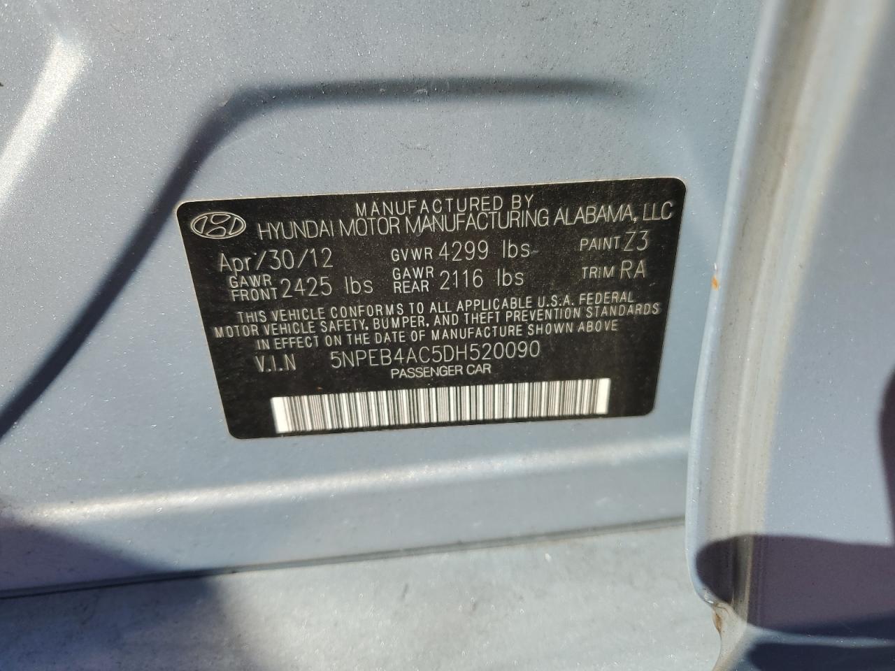 2013 HYUNDAI SONATA