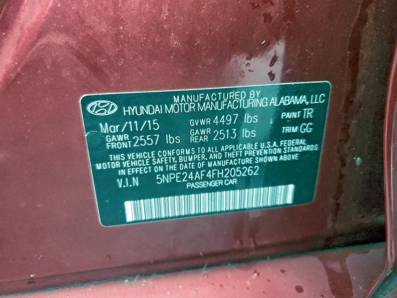 2015 HYUNDAI SONATA