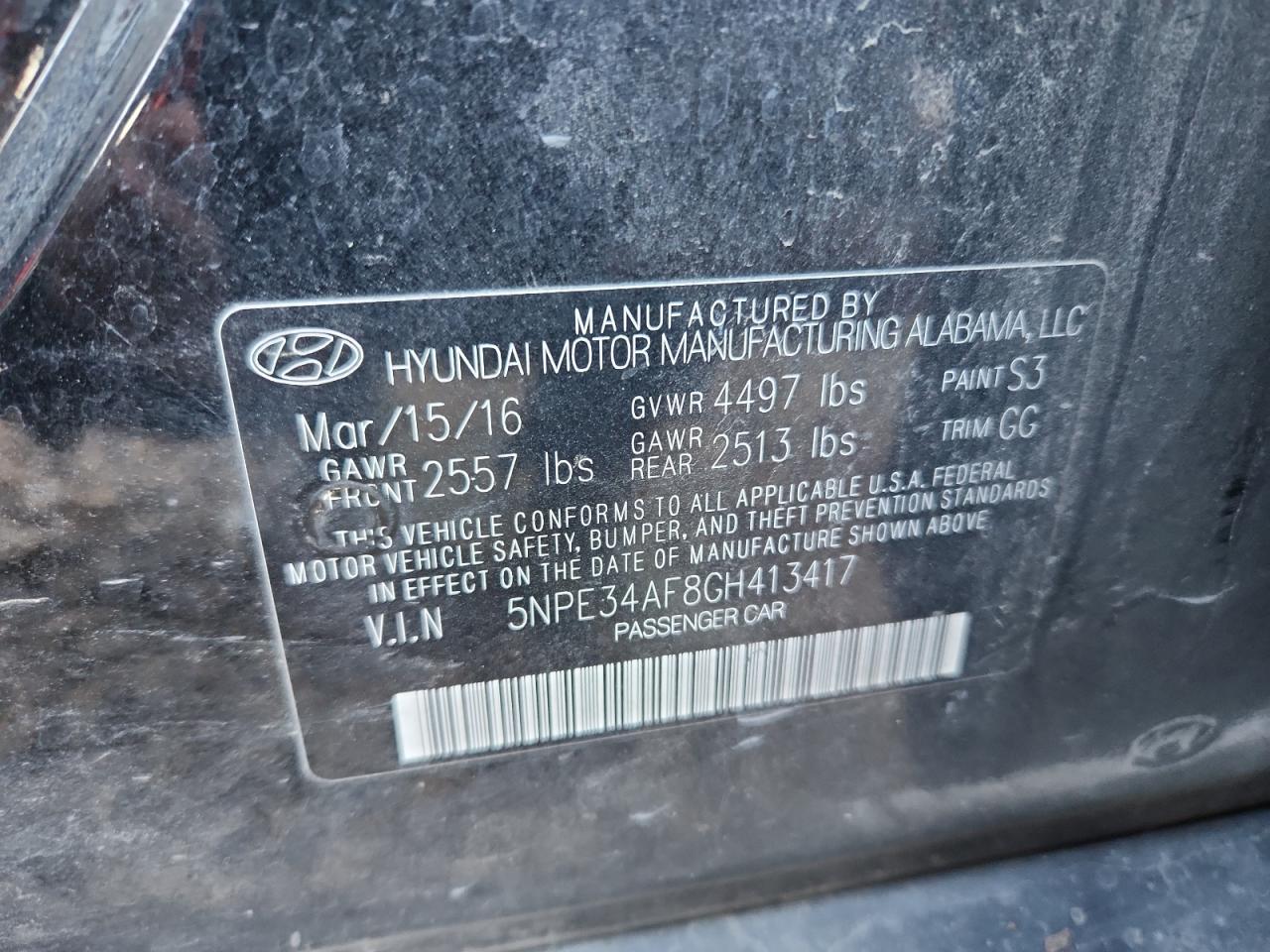 2016 HYUNDAI SONATA