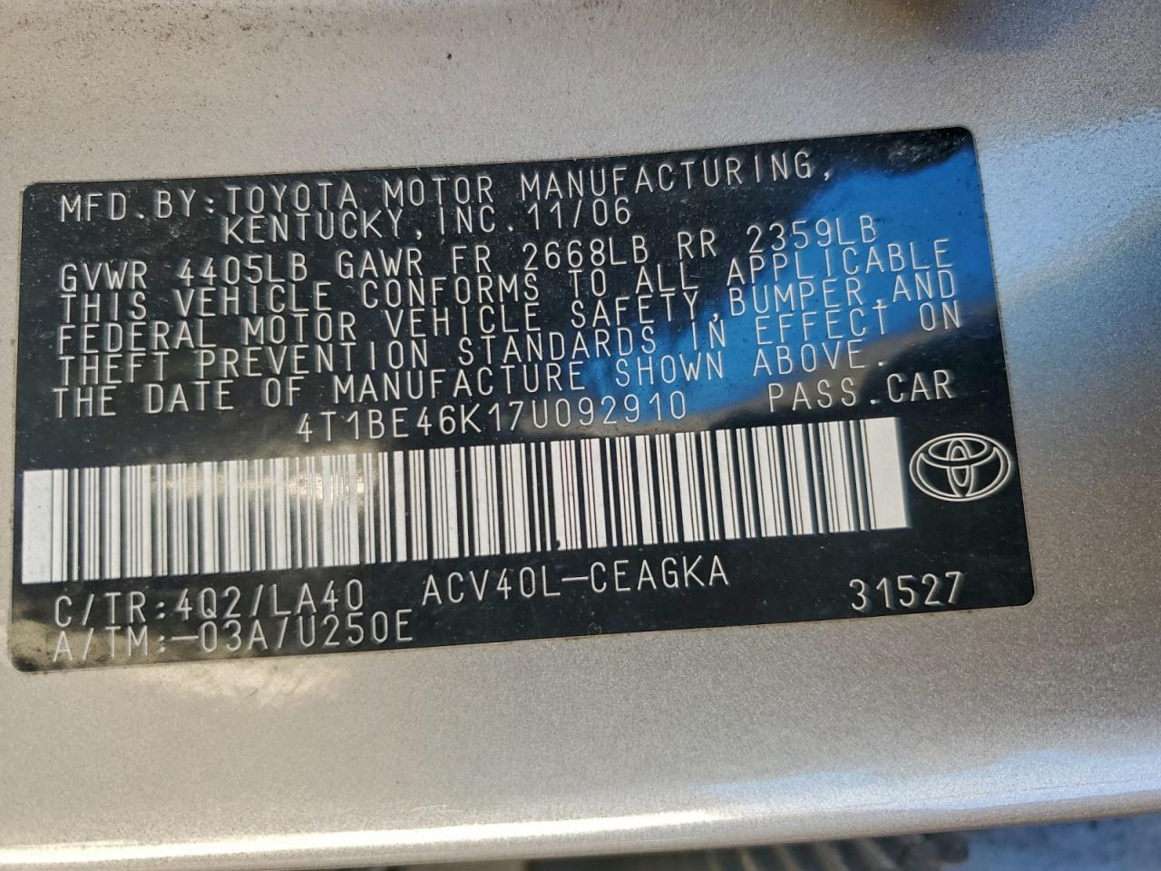 2007 TOYOTA CAMRY
