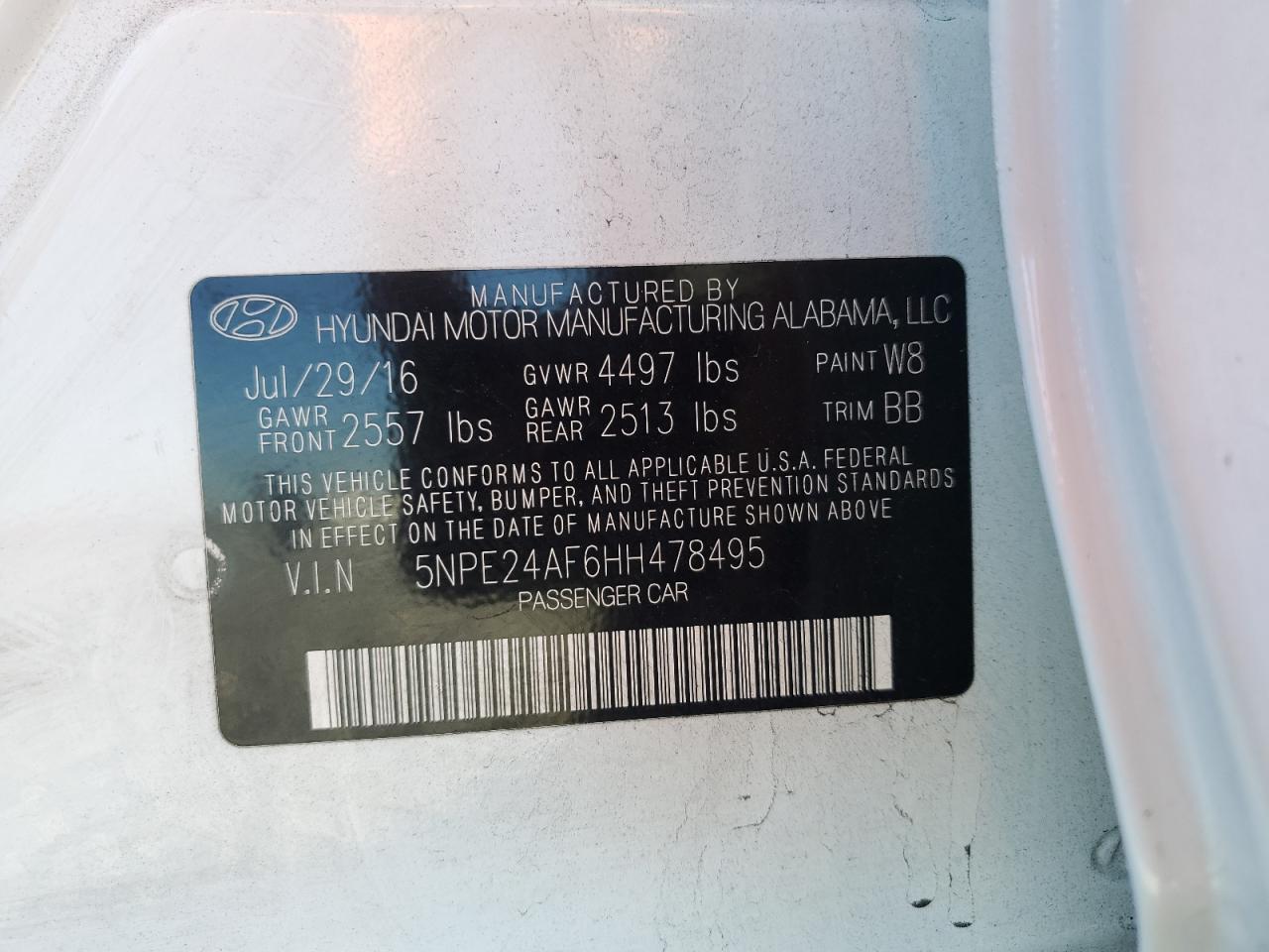 2017 HYUNDAI SONATA