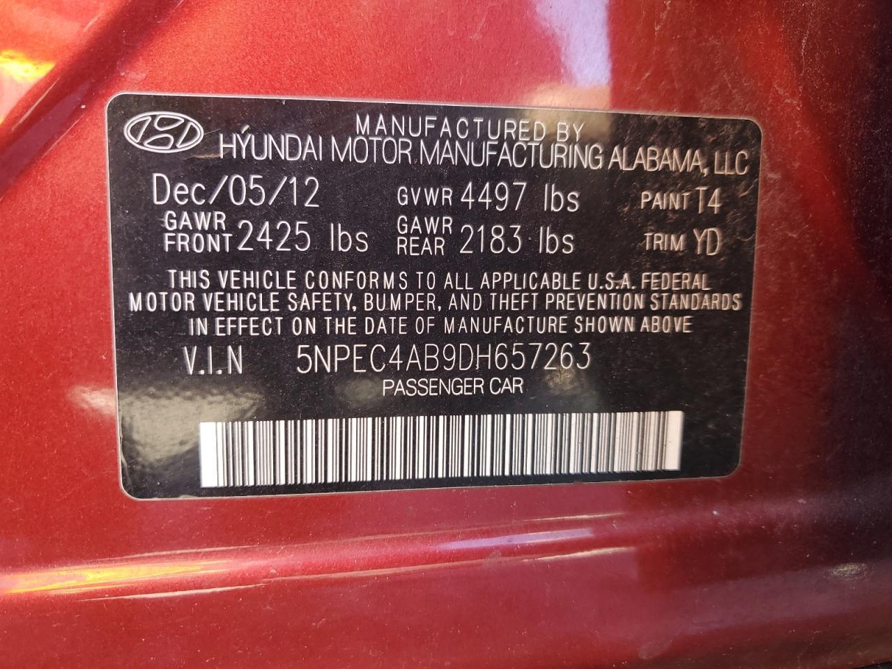 2013 HYUNDAI SONATA