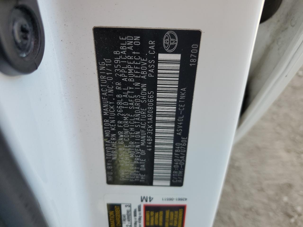 2010 TOYOTA CAMRY