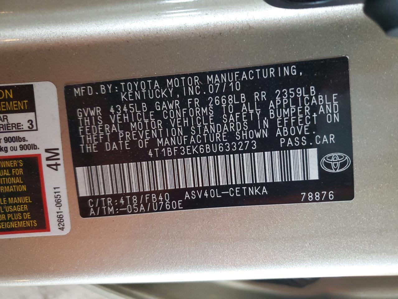 2011 TOYOTA CAMRY
