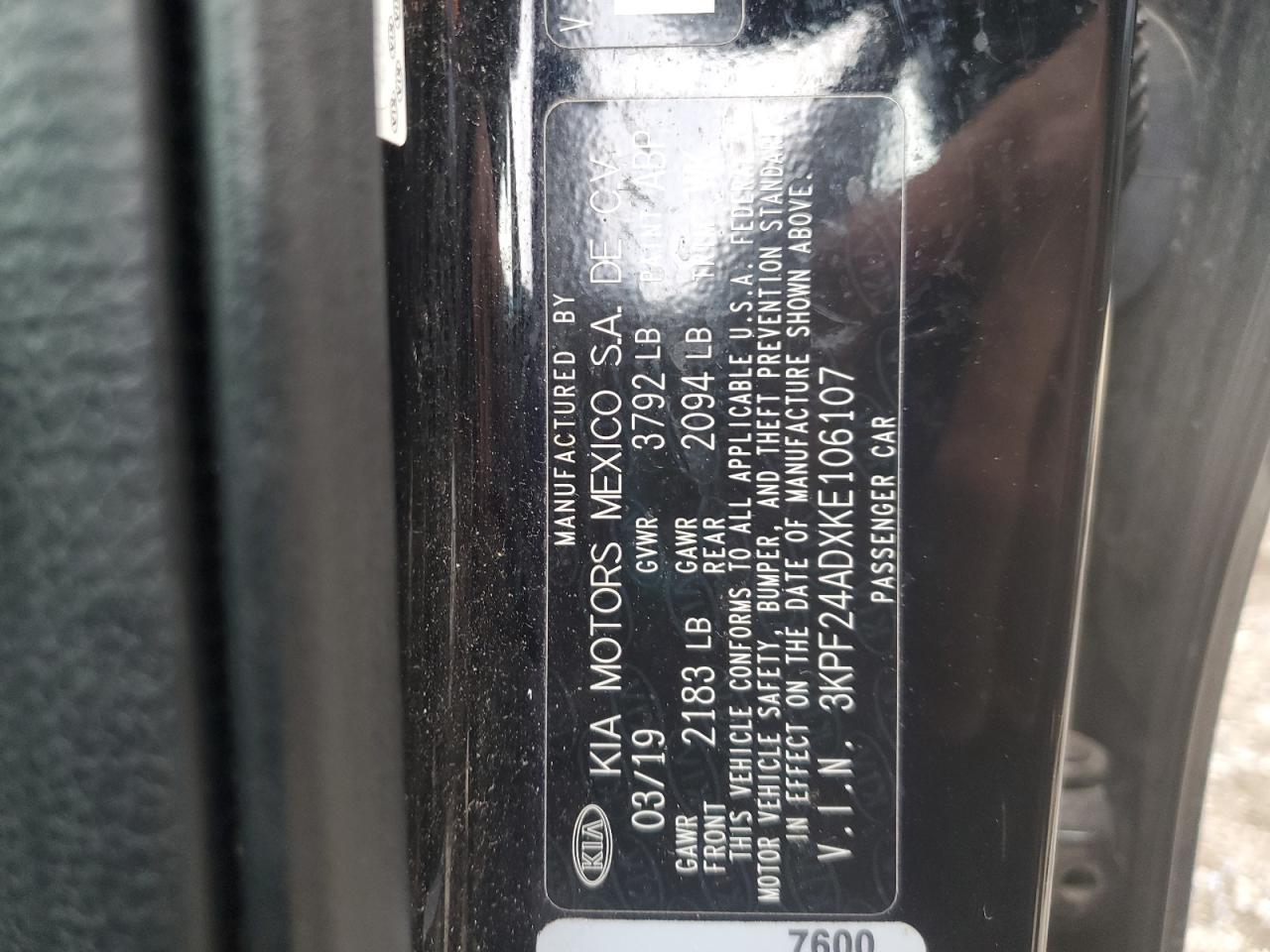 2019 KIA FORTE