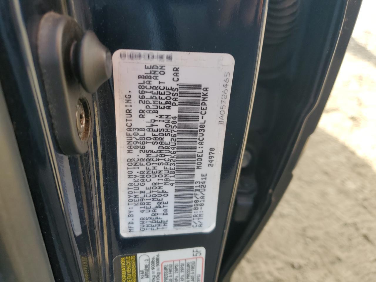 2004 TOYOTA CAMRY