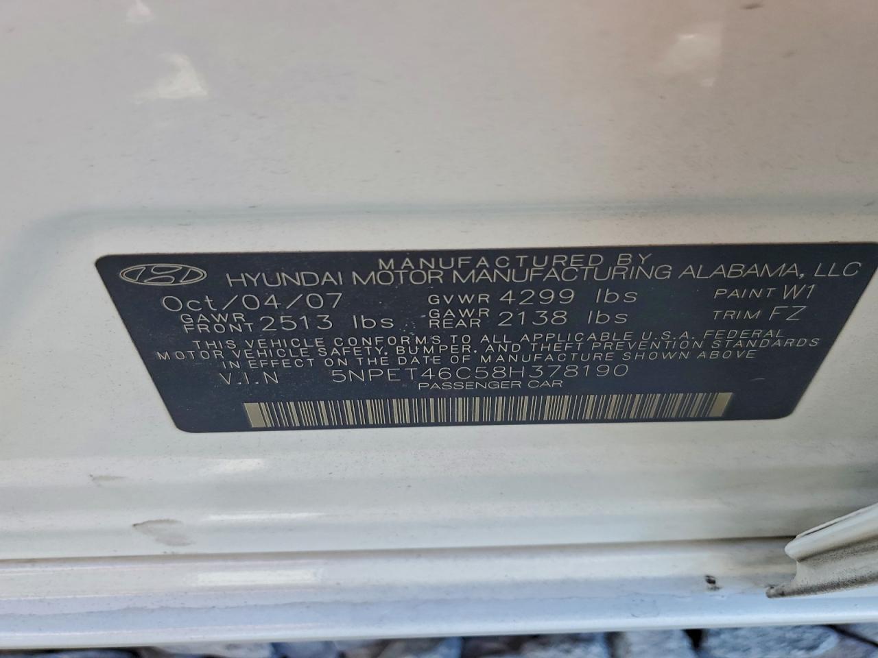 2008 HYUNDAI SONATA