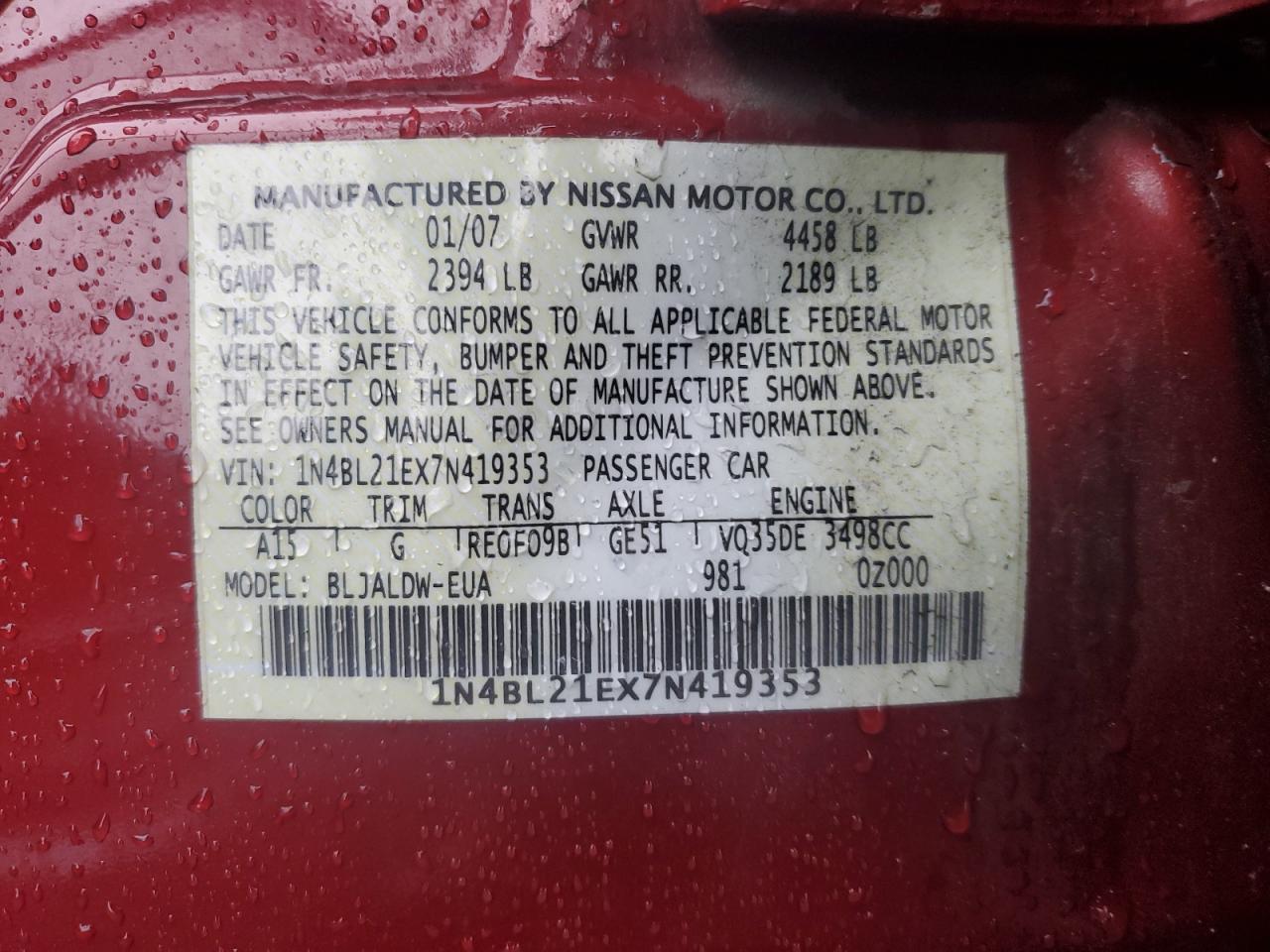 2007 NISSAN ALTIMA