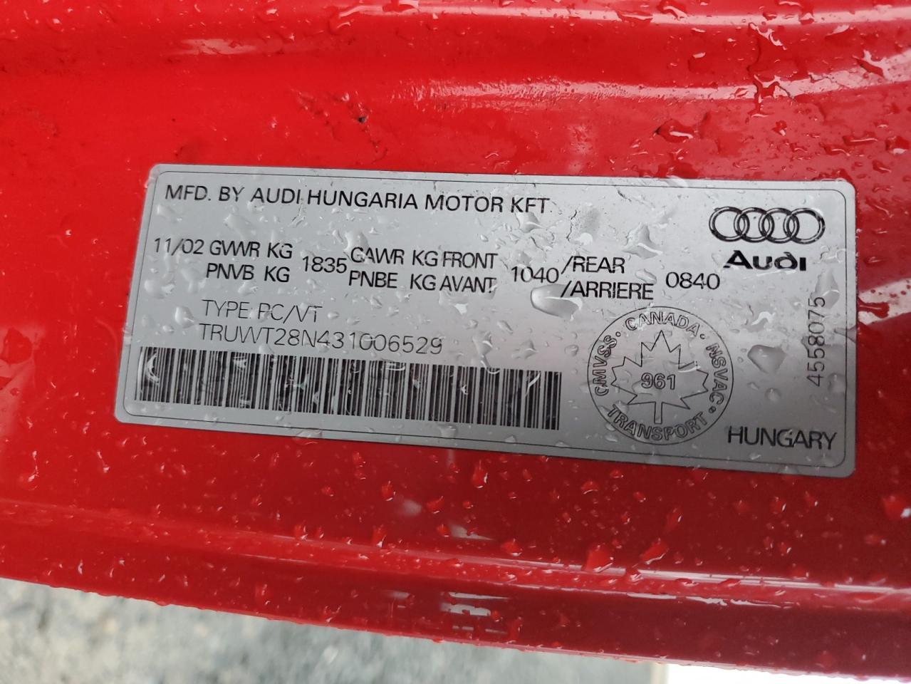 2003 AUDI TT QUATTRO