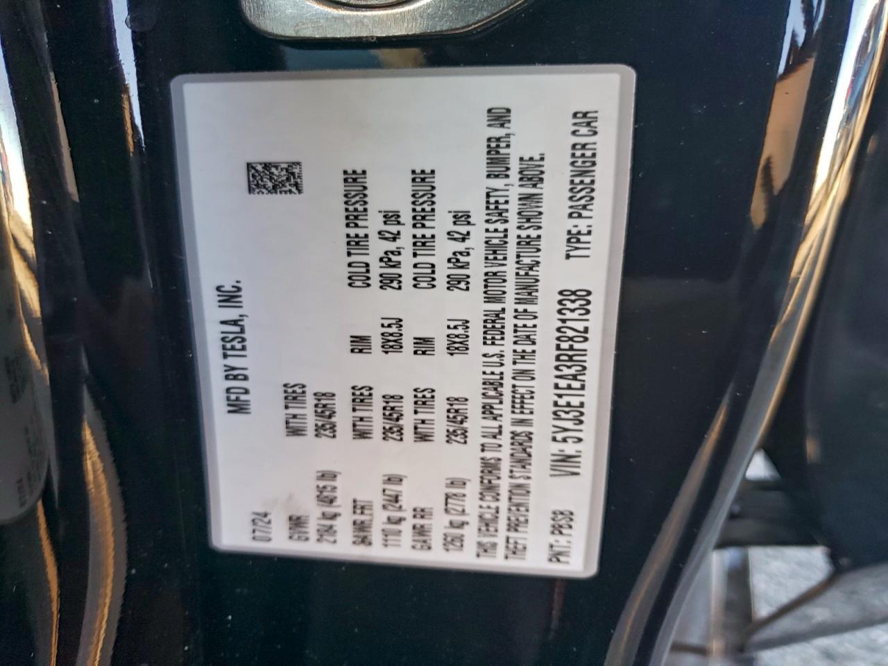 2024 TESLA MODEL 3
