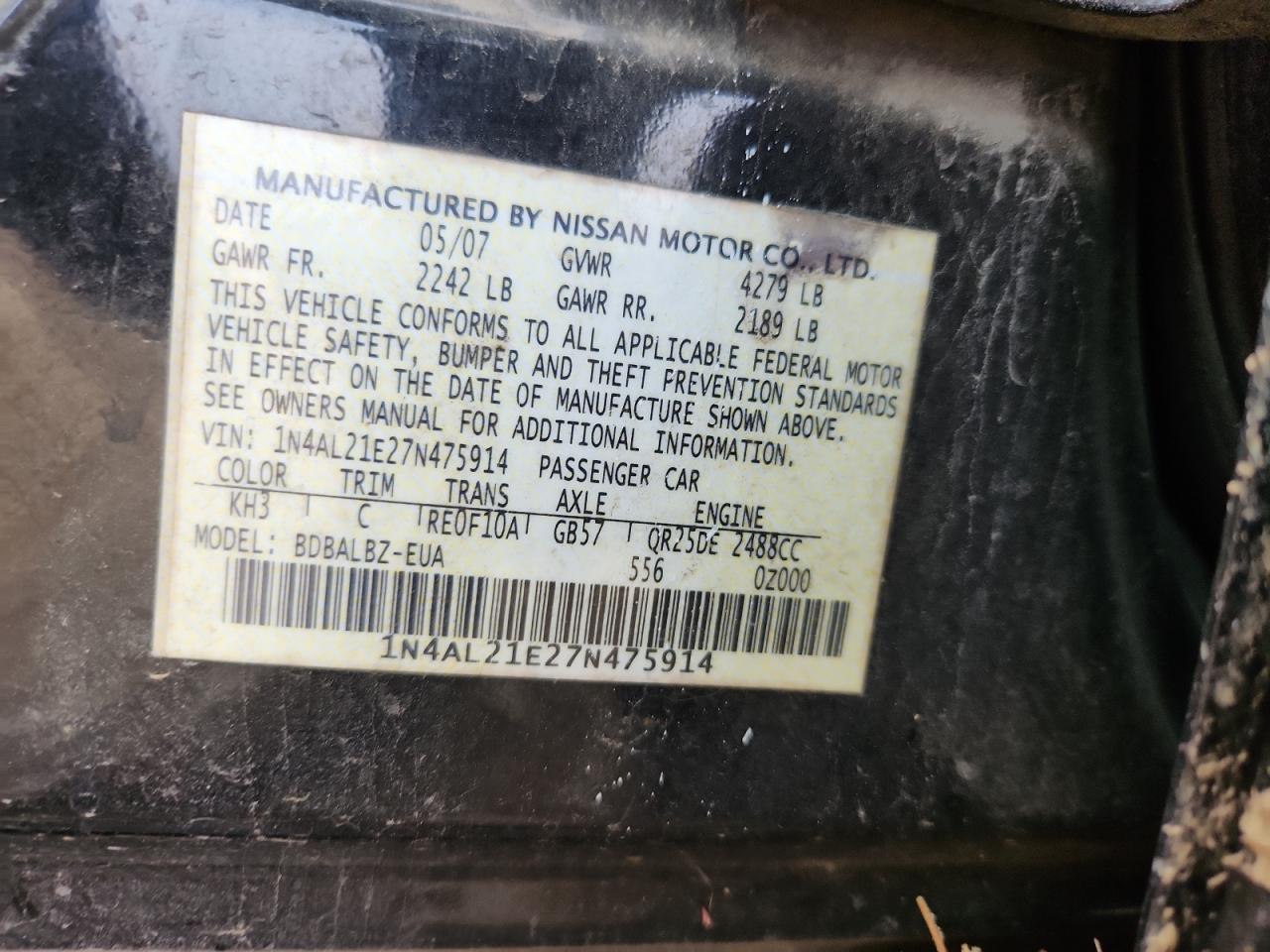 2007 NISSAN ALTIMA