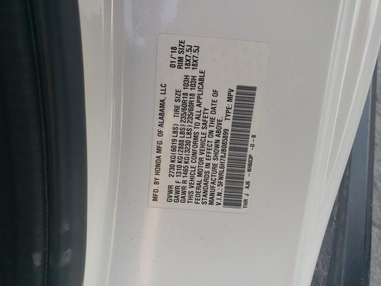2018 HONDA ODYSSEY