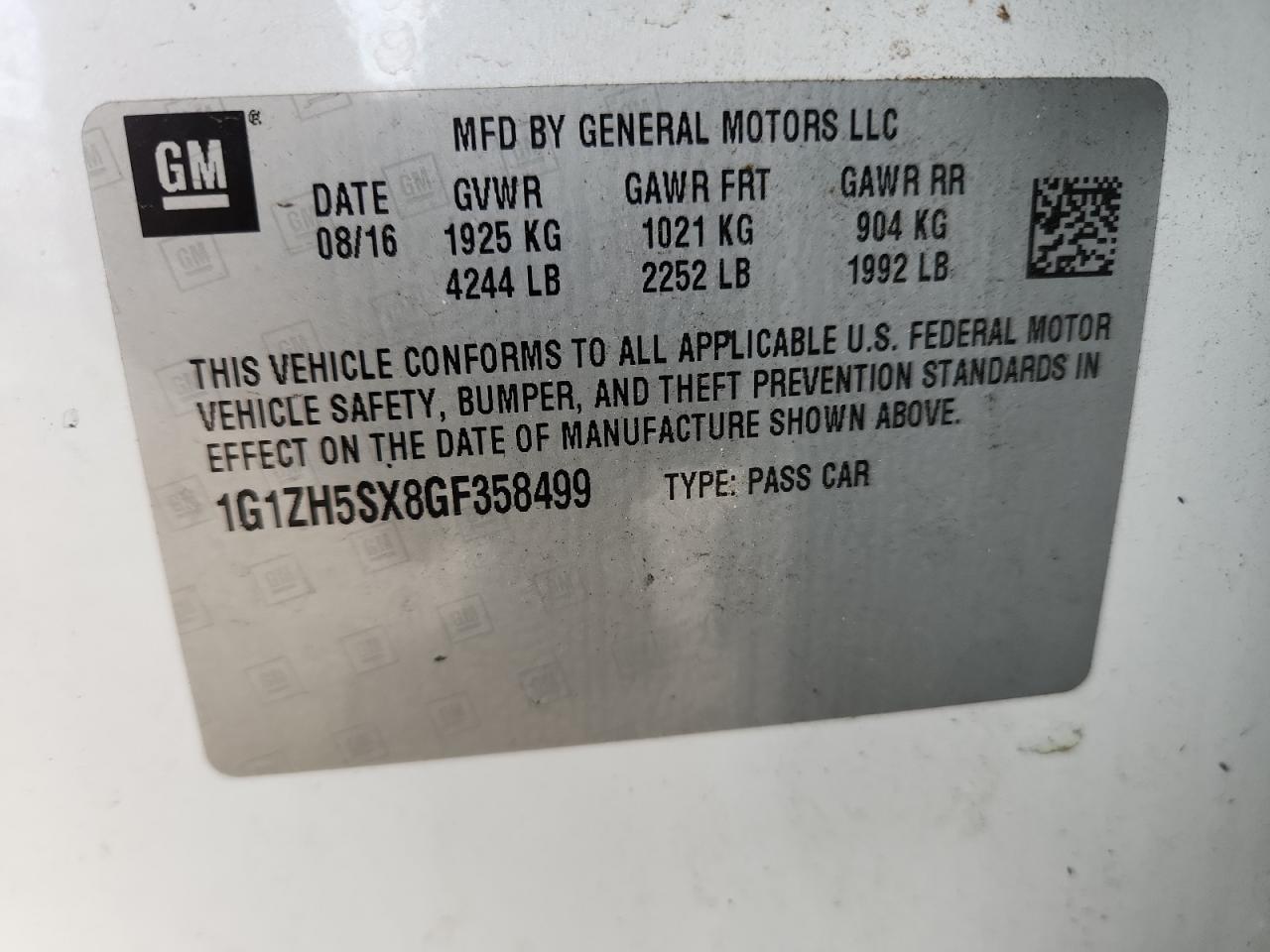 2016 CHEVROLET MALIBU