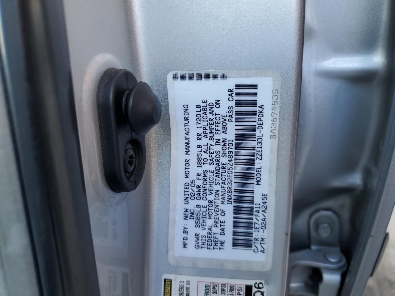 2005 TOYOTA COROLLA