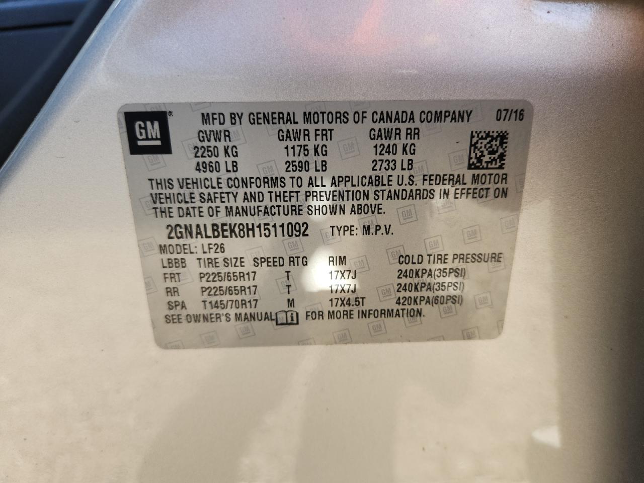 2017 CHEVROLET EQUINOX