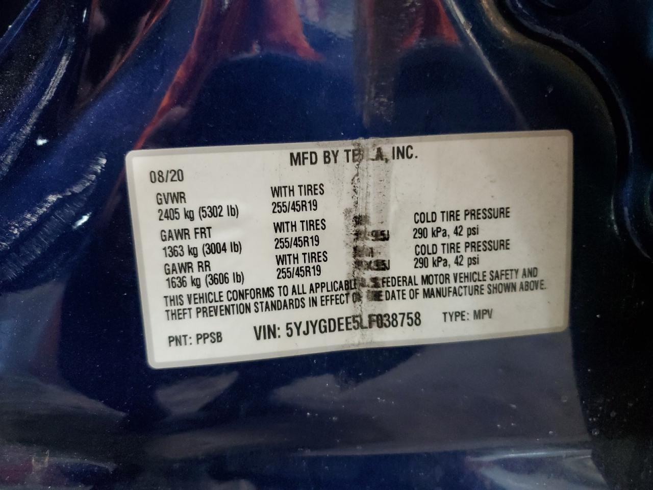 2020 TESLA MODEL Y