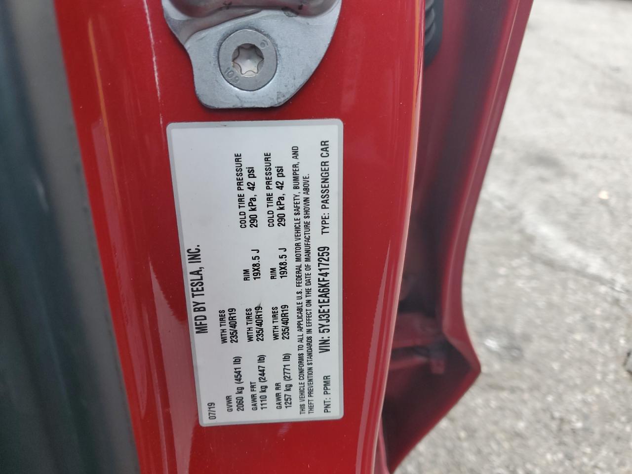 2019 TESLA MODEL 3