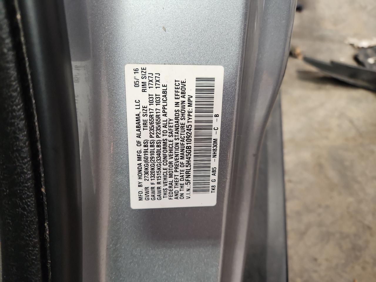 2016 HONDA ODYSSEY
