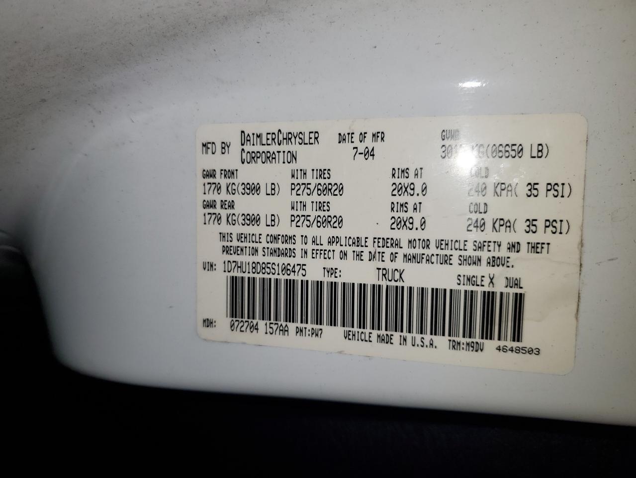 2005 DODGE RAM 1500