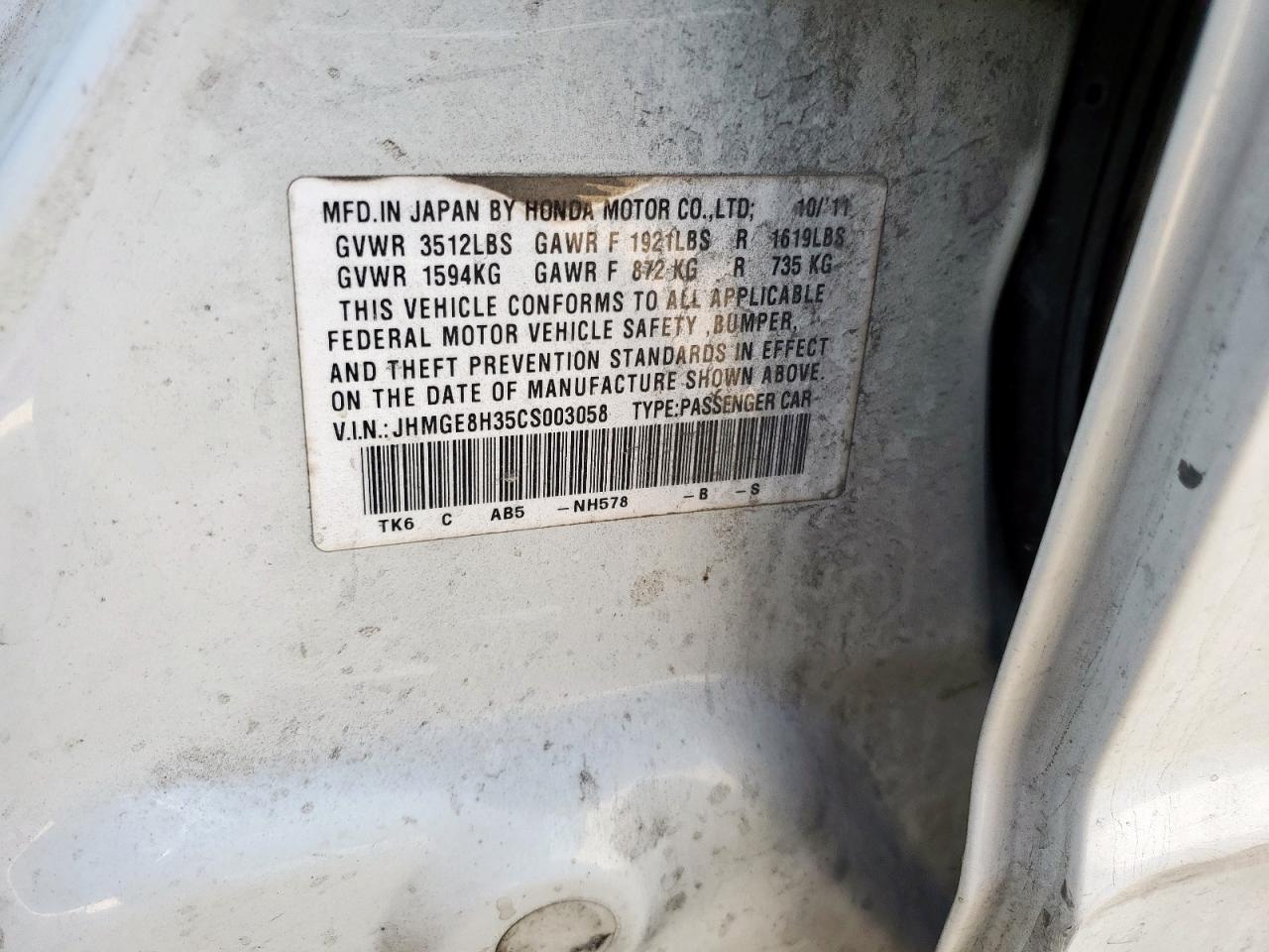 2012 HONDA FIT
