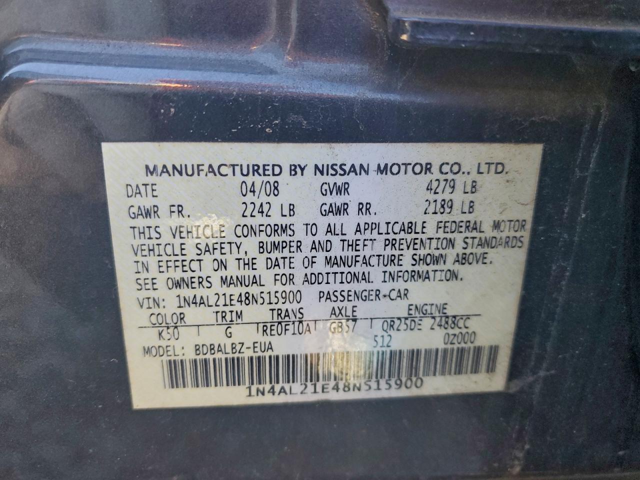 2008 NISSAN ALTIMA