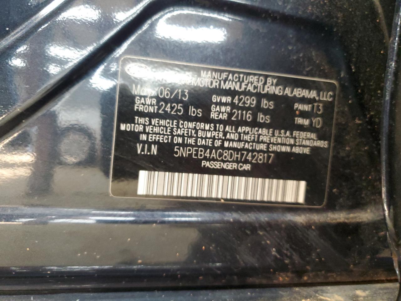 2013 HYUNDAI SONATA